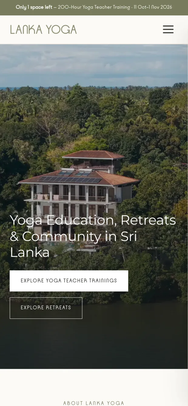 Die neue Lanka-Yoga-Website auf dem Smartphone